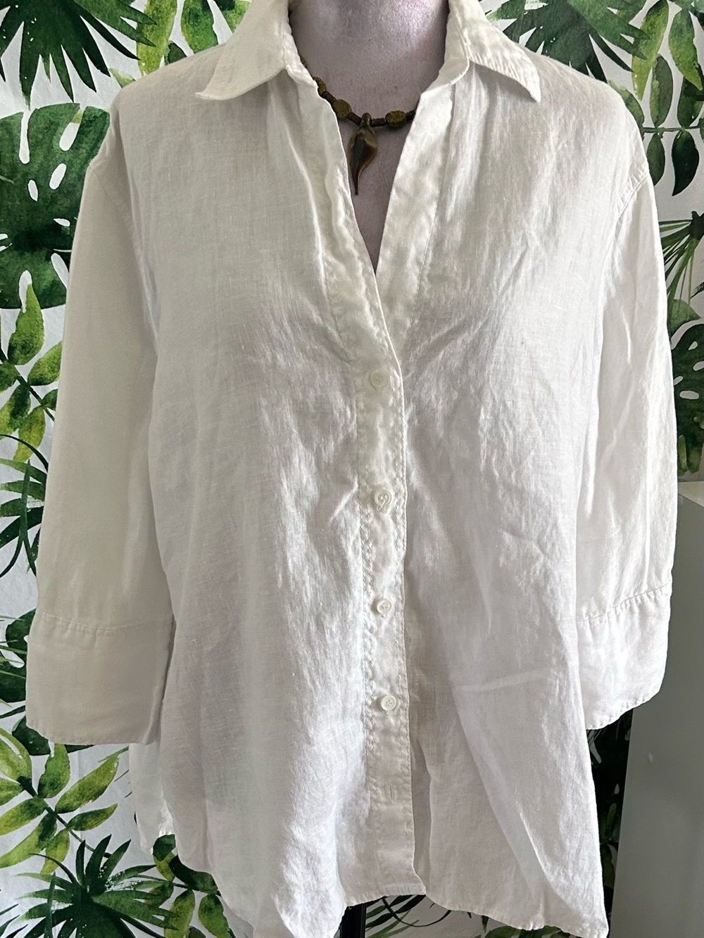 Zara Cream Button-Down Linen Shirt